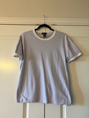 Forever 21 Men's Lavender Ringer Tee with White Trim - Short Sleeve